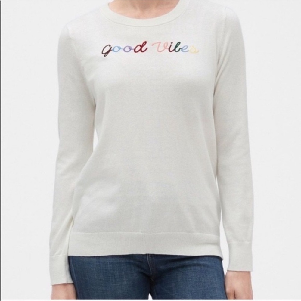 NEW Gap Good Vibes embroidered cotton sweater